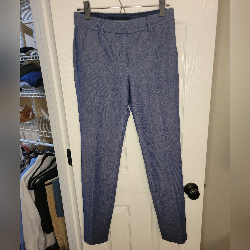 Express Navy Mid Rise Columnist Skinny Trouser Size 2L